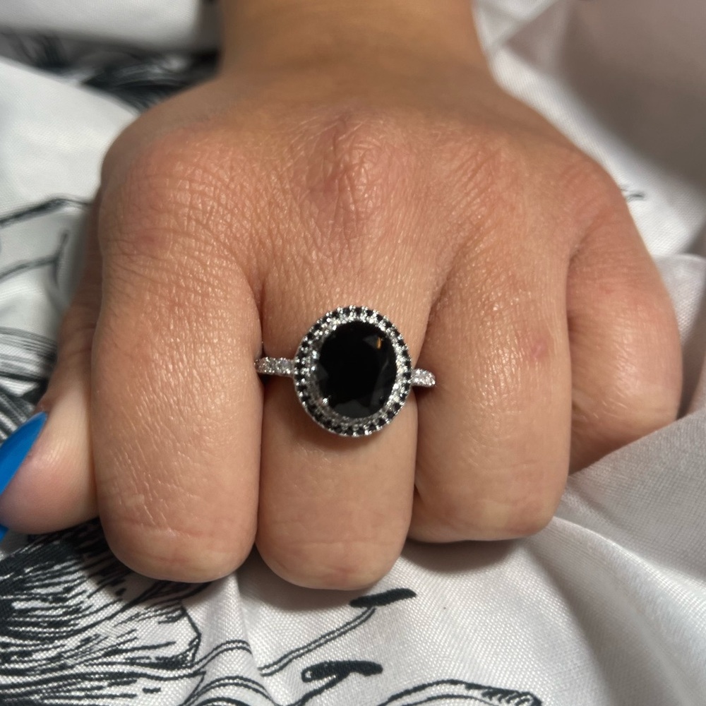 🖤Beautiful Black CZ Diamond Silver Ring